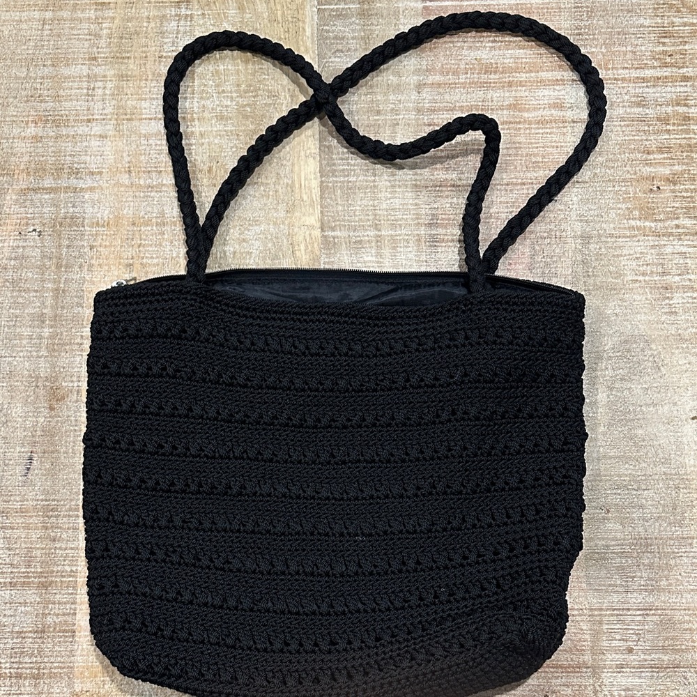 Merona Black Crochet Tote Bag